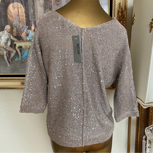 WD.NY Sequin Taupe Knit Sweater - Picture 2 of 10